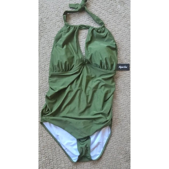 Aqua Eve One Piece Swimsuit Leopard Print Women’s Size 24W Padded Ruched NWT - Picture 1 of 11